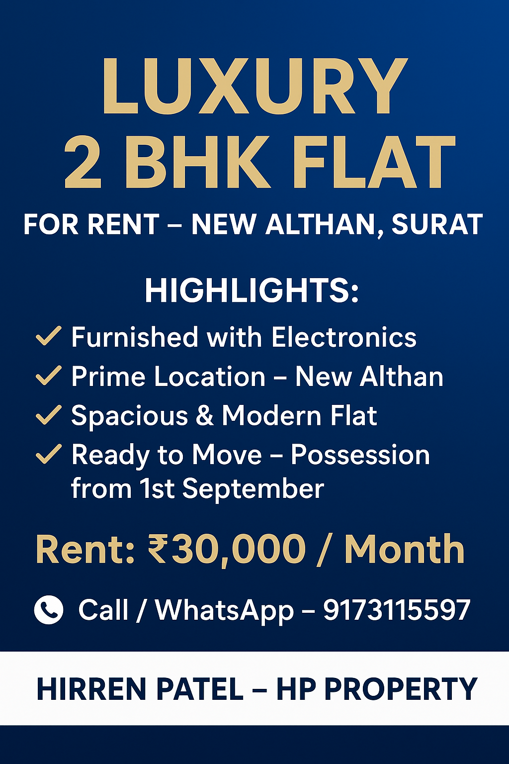 2 BHK Furnished Flat For RENT